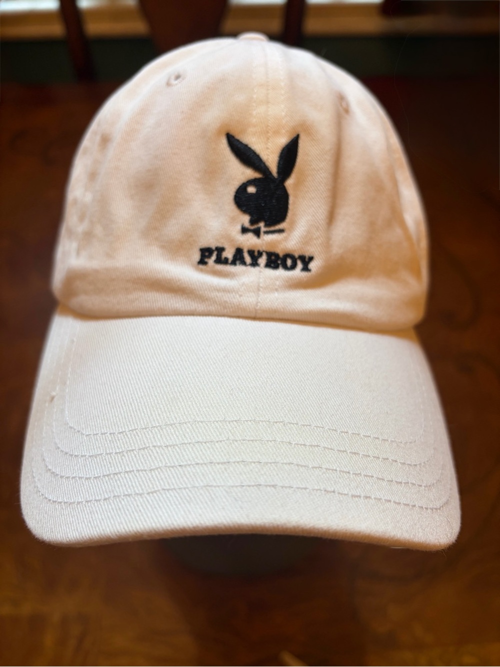 PLAYBOY white Baseball Cap with Black Bunny Logo